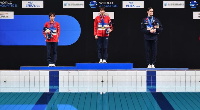 跳水——世界杯西安站：中国选手包揽女子10米台冠亚军